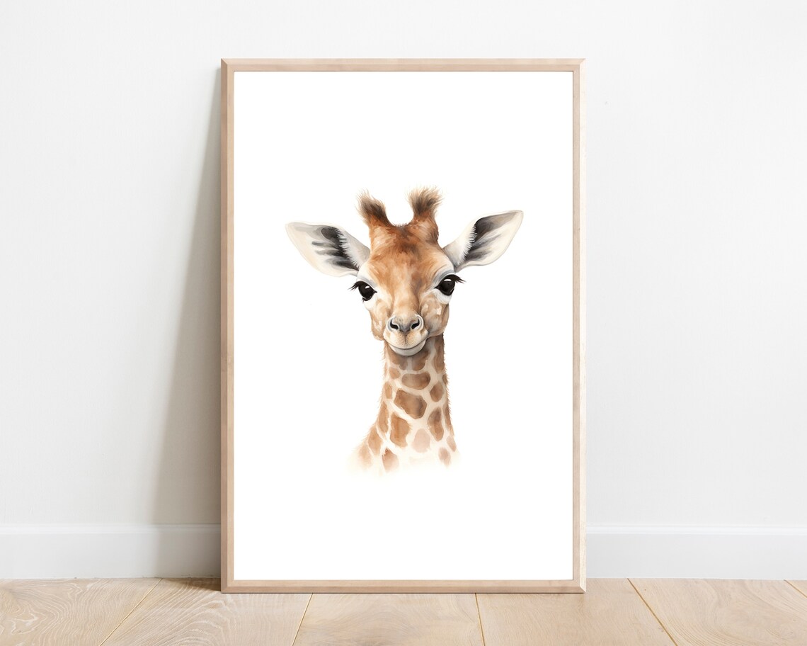 Giraffe Nursery Art Print, Safari Animal Decor