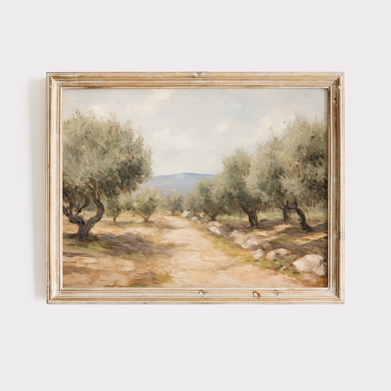 Italian Olive Trees Vintage Landscape Art Print