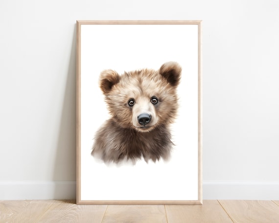 Bear Nursery Watercolor Animal Art Print, Woodland Decor
