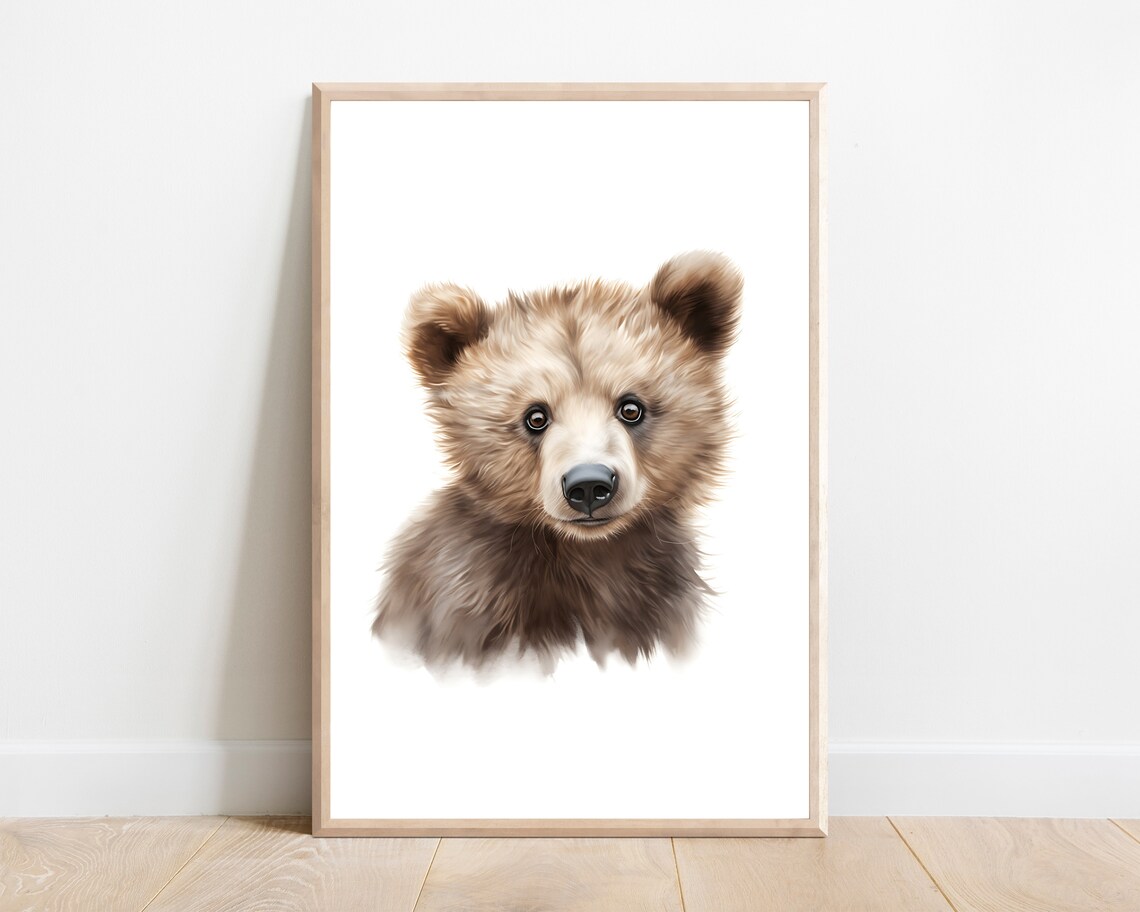 Bear Nursery Watercolor Animal Art Print, Woodland Decor