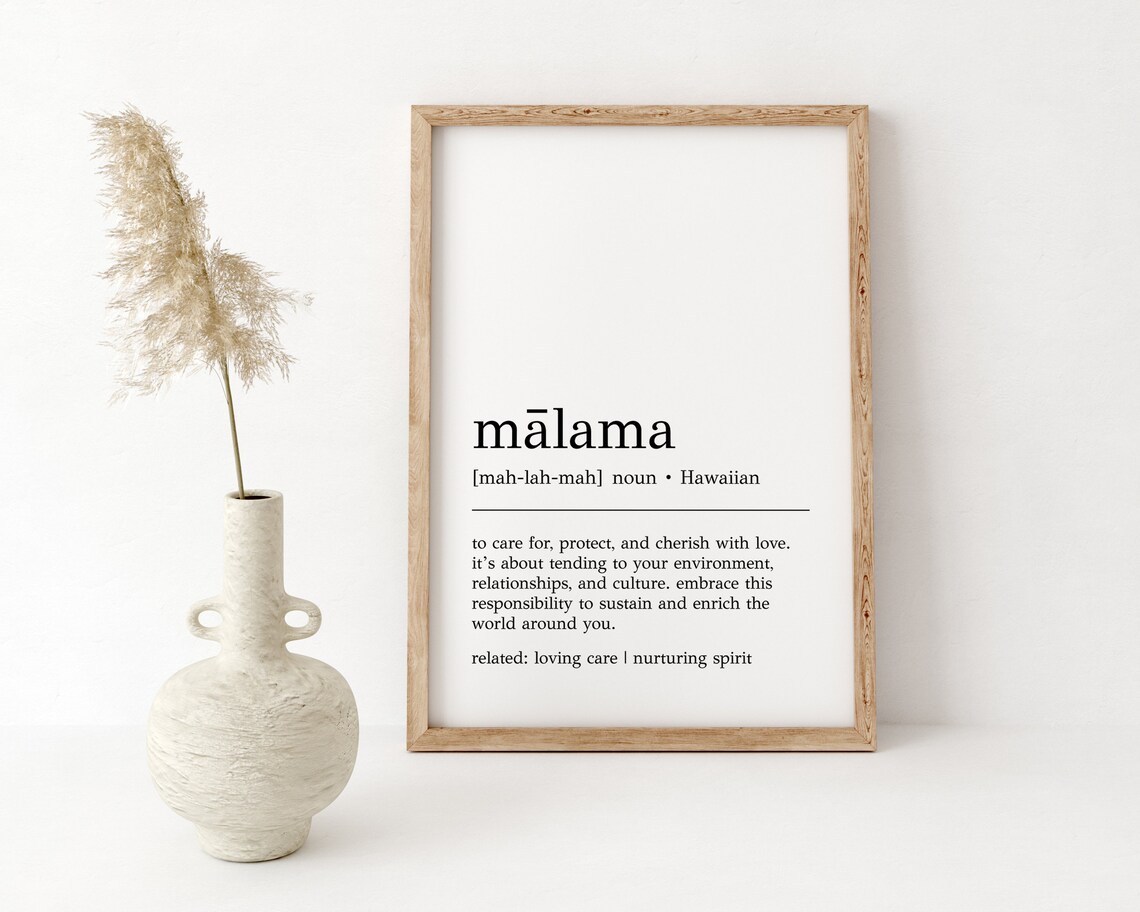 Malama Definition Typography Art Print, Hawaiian Decor - Image 2