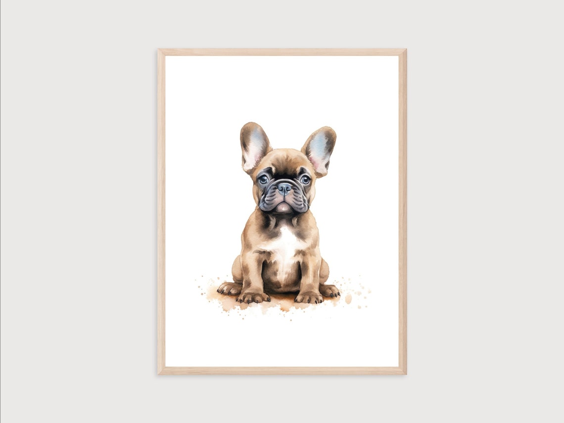 Baby French Bulldog Brown French Bulldog Art Print Cute Dog Print Watercolor French Bulldog Nursery Wall Decor