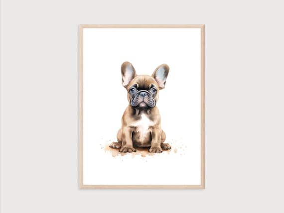 Baby French Bulldog Brown French Bulldog Art Print Cute Dog Print Watercolor French Bulldog Nursery Wall Decor