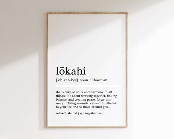 Lokahi Definition Print, Hawaiian Minimalist Poster