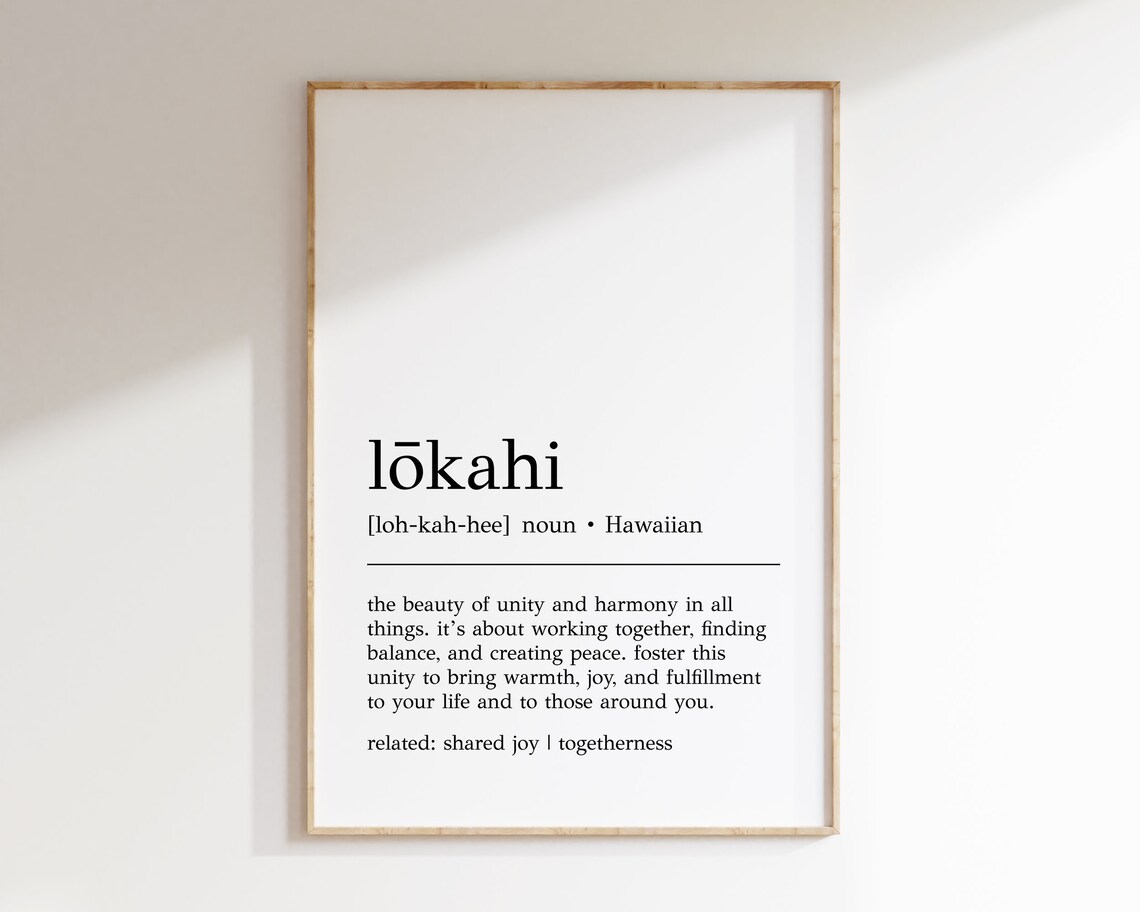 Lokahi Definition Print, Hawaiian Minimalist Poster