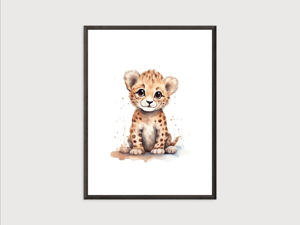 Baby Leopard Print Print Watercolor Leopard Leopard Poster Nursery Prints BoyAnimal Decor For Nursery Baby Boy Wall Art - Image 2