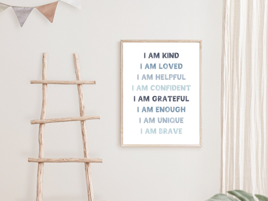 Blue Kids Affirmation Art Print, Nursery Decor - Image 2
