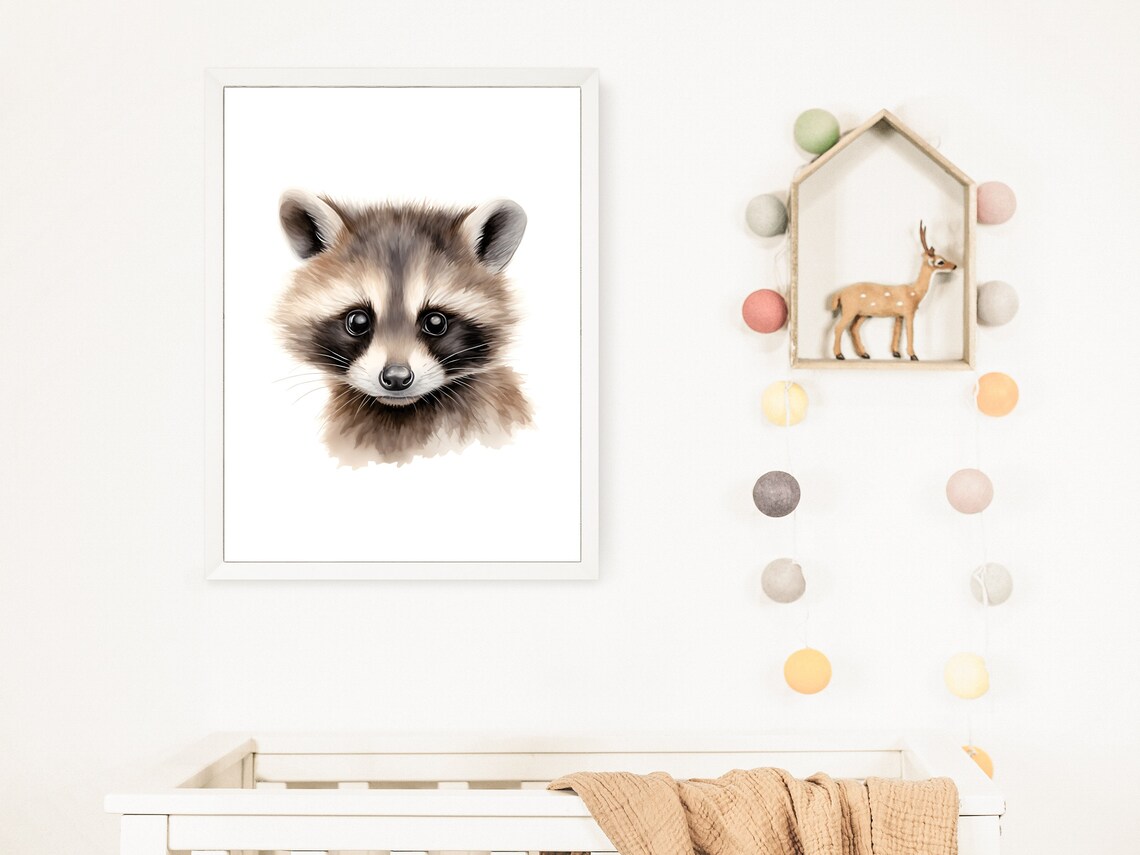 Raccoon Nursery Art Print, Woodland Animal Print - Image 2