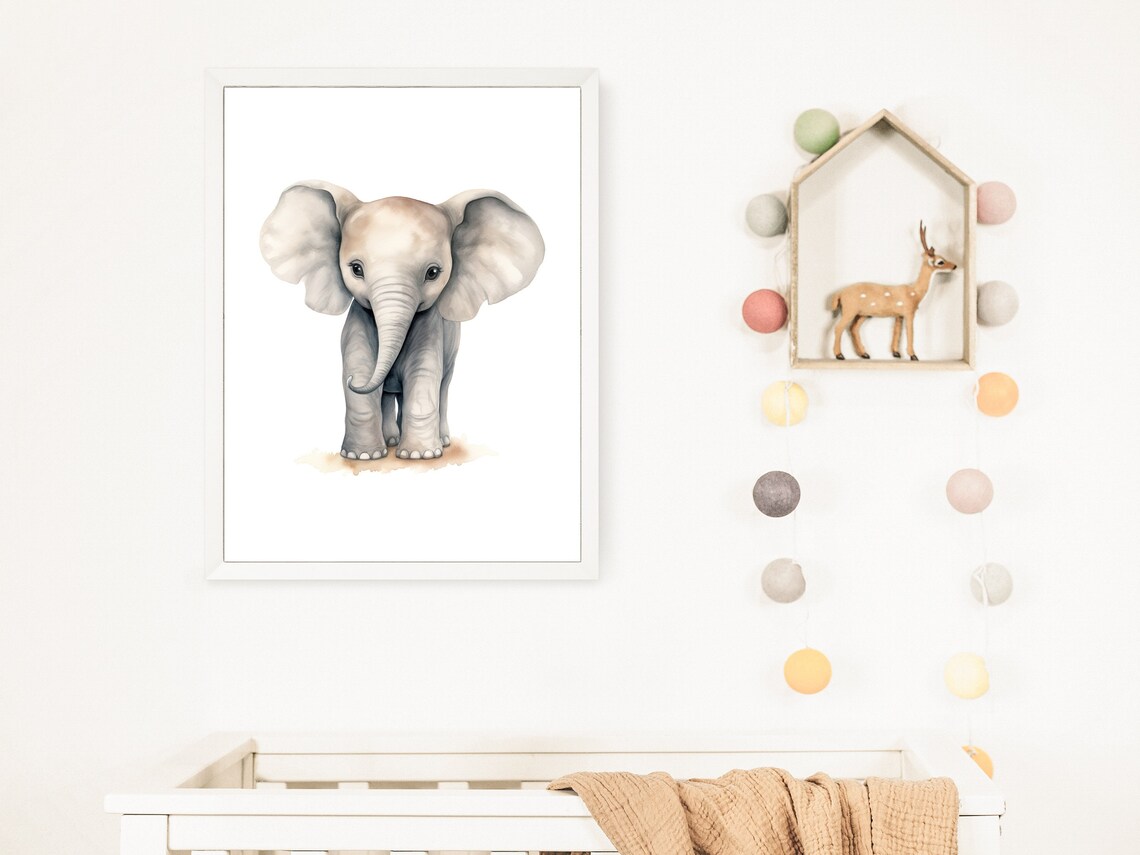 Elephant Nursery Decor Art Print, Safari Animal - Image 2
