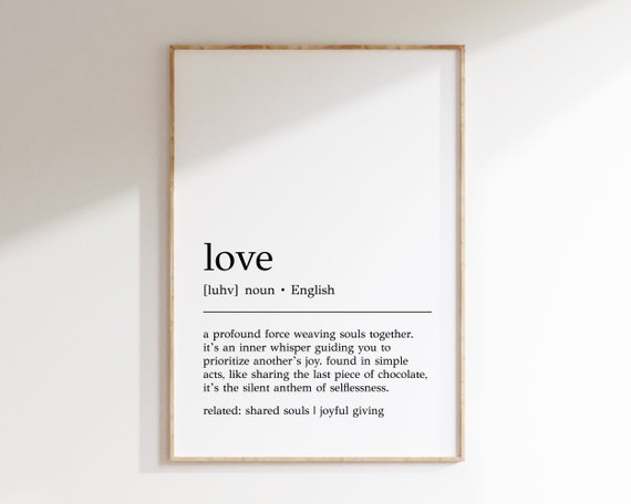 Love Definition Print, Romantic Love Wall Art
