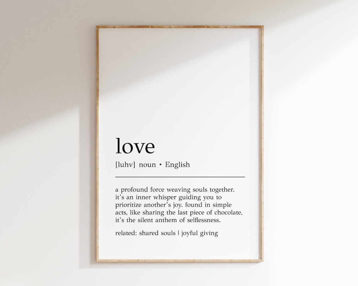 Love Definition Print, Romantic Love Wall Art