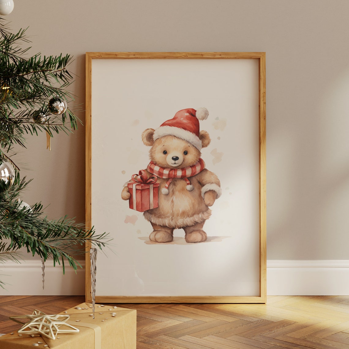 Teddy Bear Christmas Nursery Decor Nursery Christmas Print Kids Christmas Decor Print Christmas Nursery Wall Art