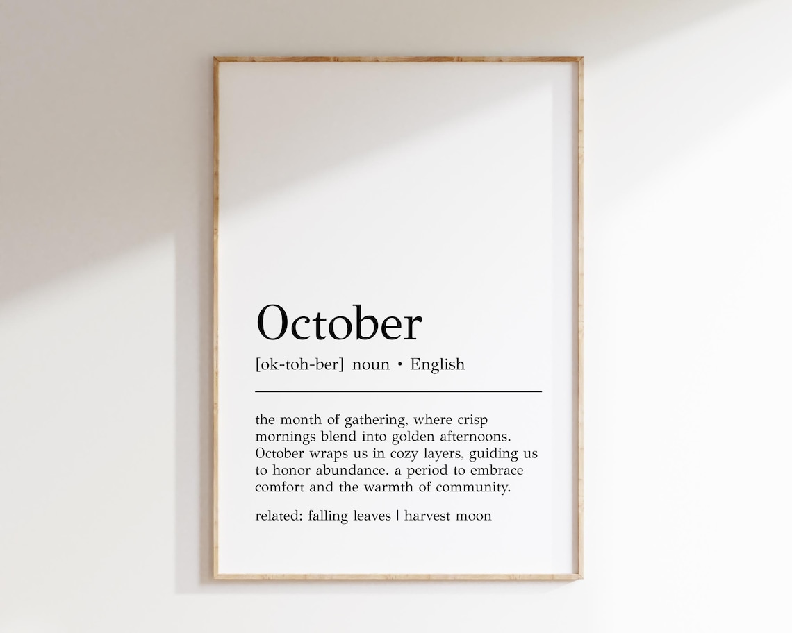 October Definition Art Print, Autumn Decor