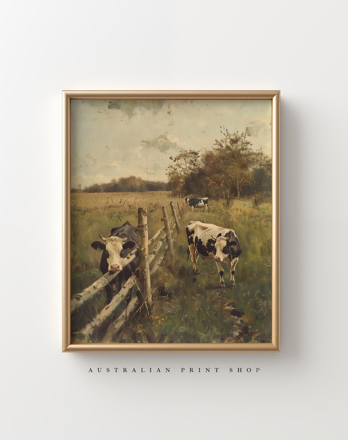 Vintage Country Cows, Australian Outback Art Print
