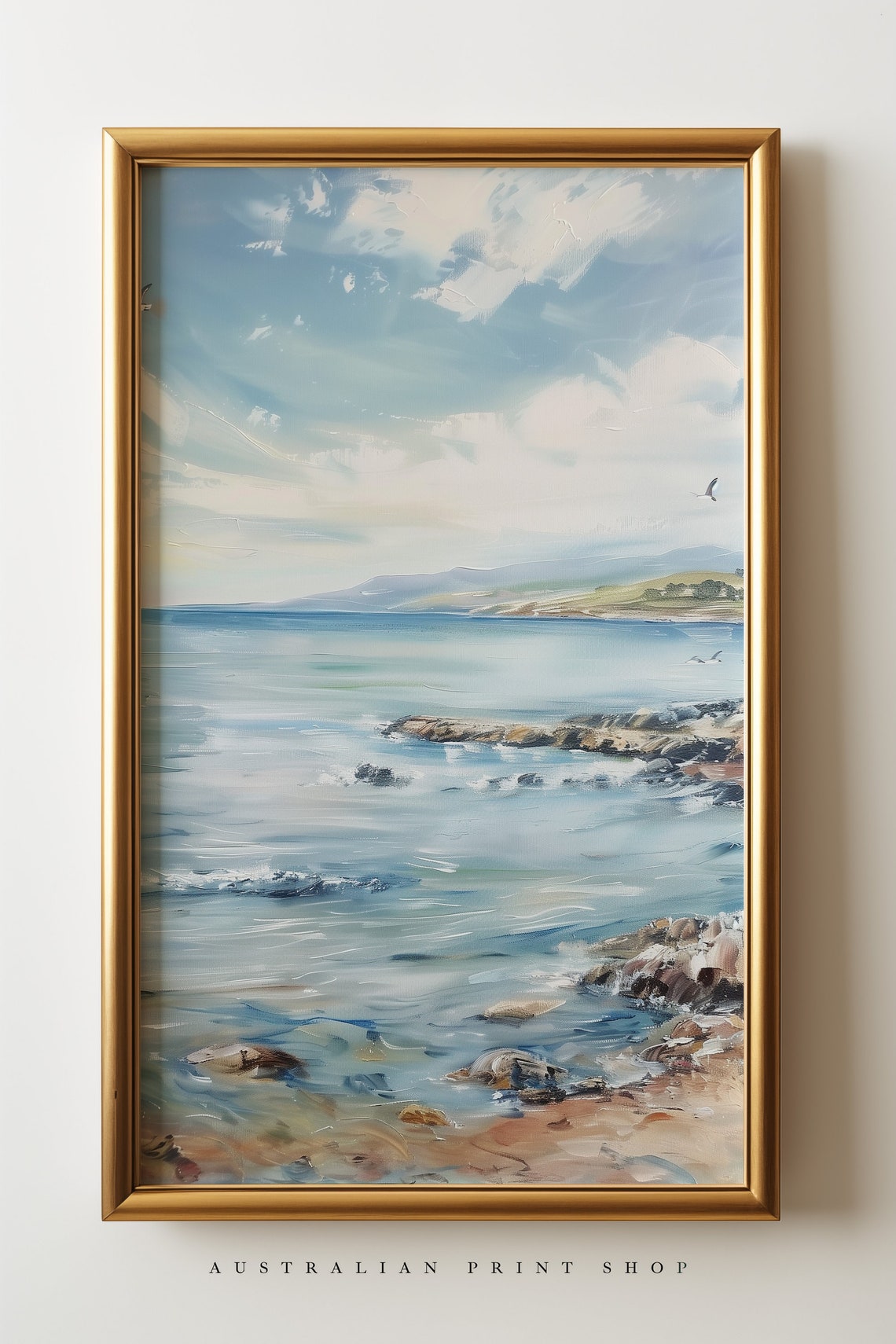 Vintage Seascape Painting Nautical Wall Print Coastal Ocean Decor Beach Print Bathroom Art - Image 3