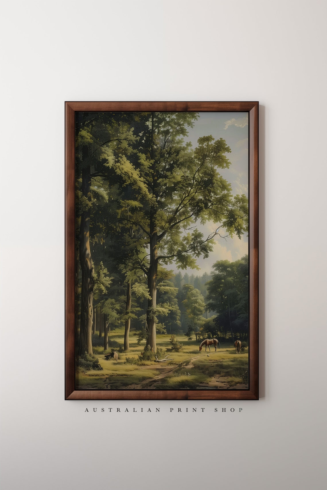 Rustic Charm Vintage Landscape Oil Painting Country Oak Tree Art Prints Farmhouse Decor Wall Art - Image 6