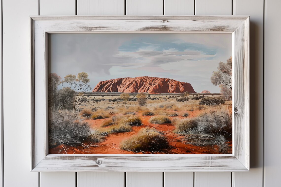 Vintage Uluru Painting, Rustic Aussie Travel Poster - Image 5