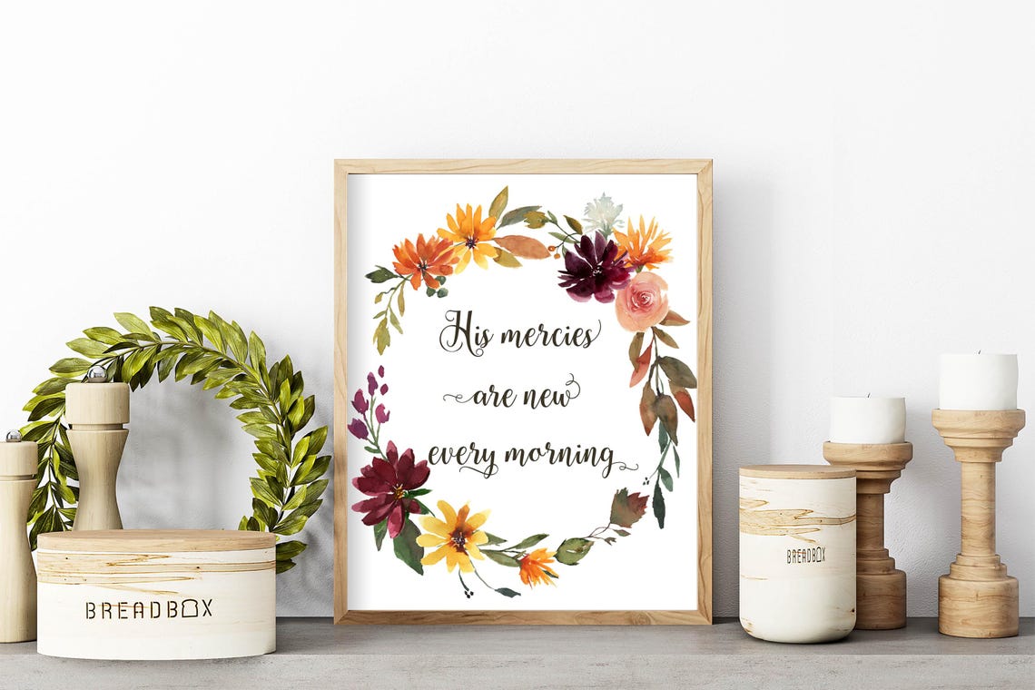 His Mercies Are New Every Morning Fall Floral Wreath Art Print - Image 2