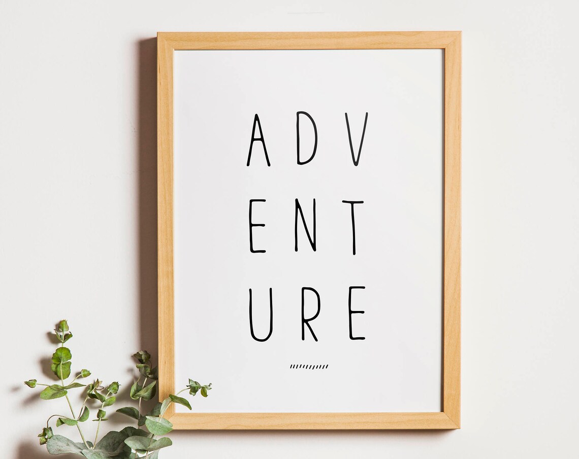 Adventure Inspirational Minimalist Black White Quote Wall Poster - Image 2