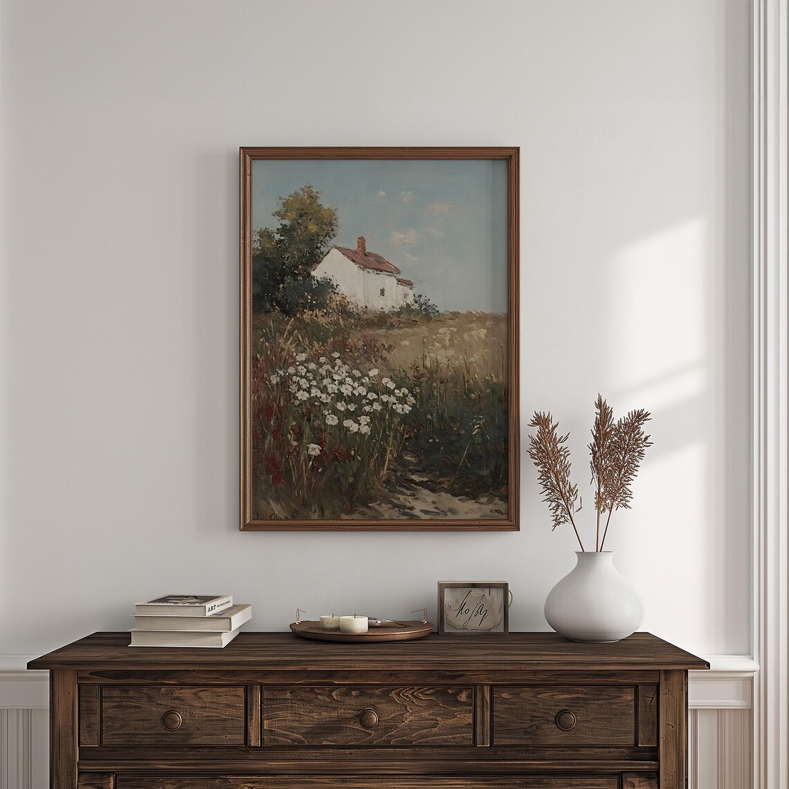 Vintage Rustic Cottage Painting, Moody Floral Garden Path - Image 4
