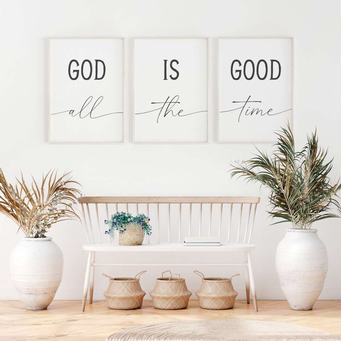 God Is Good All The Time Trio Minimalist Christian Typography Quote Poster - Image 5