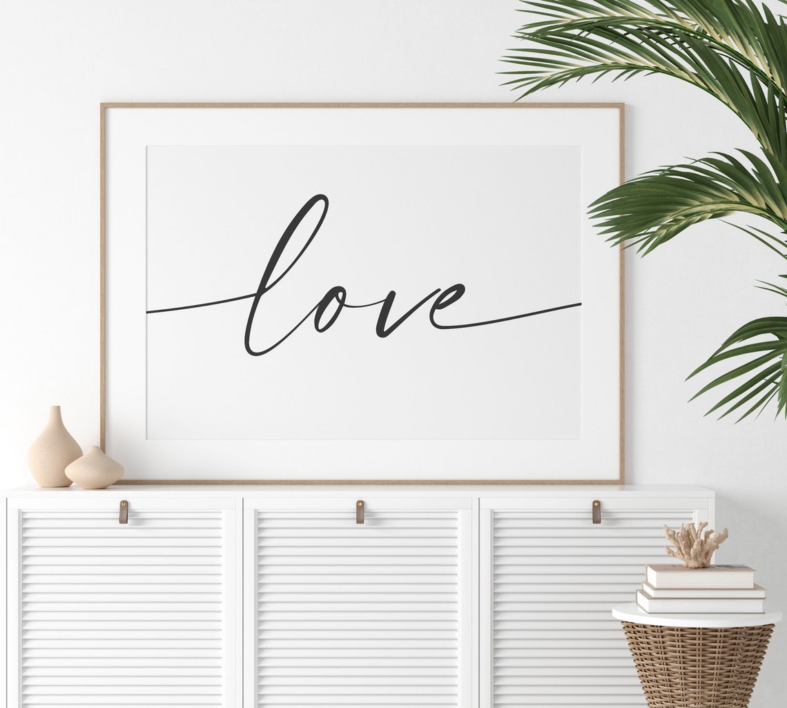 Love Oversized Script Calligraphy Romantic Minimalist Wall Poster - Image 2