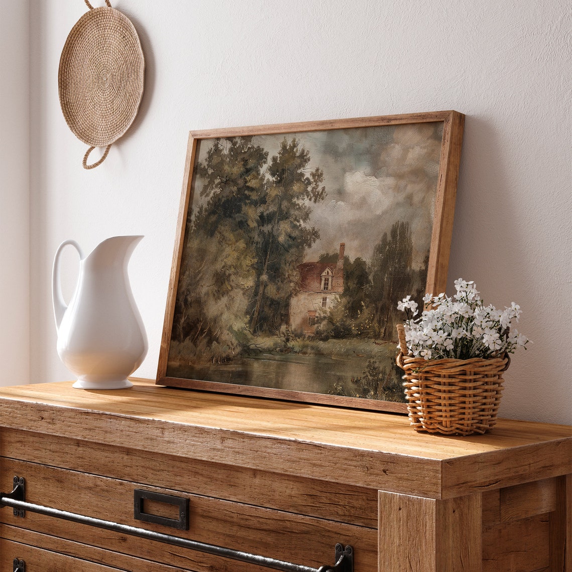 Cottage by the River Vintage Impressionist Riverside Landscape Poster - Image 4