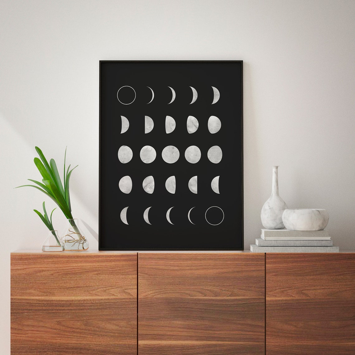 Moon Phases Black and White Art Print - Image 4