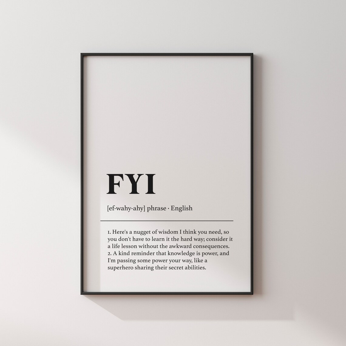 FYI Definition Funny Office Decor, Coworker Gift