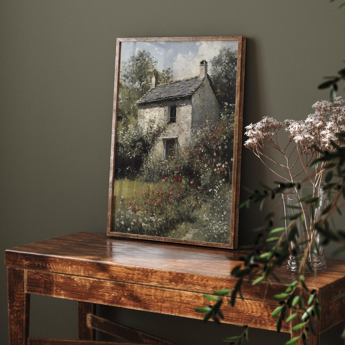 Stone Cottage Wildflower Garden Red Poppies Blue Door Rustic Poster - Image 6