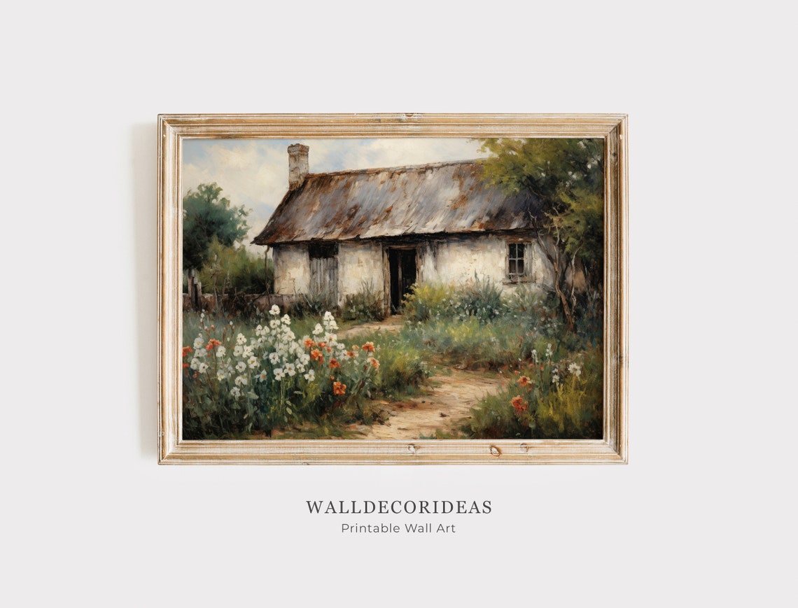 Rustic Charming Cottage Garden With Wildflowers Painting Poster