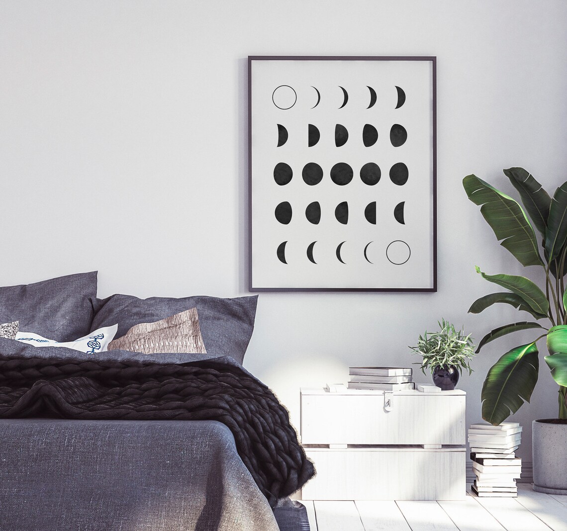 Moon Phases Print, Scandinavian Boho Wall Art - Image 3