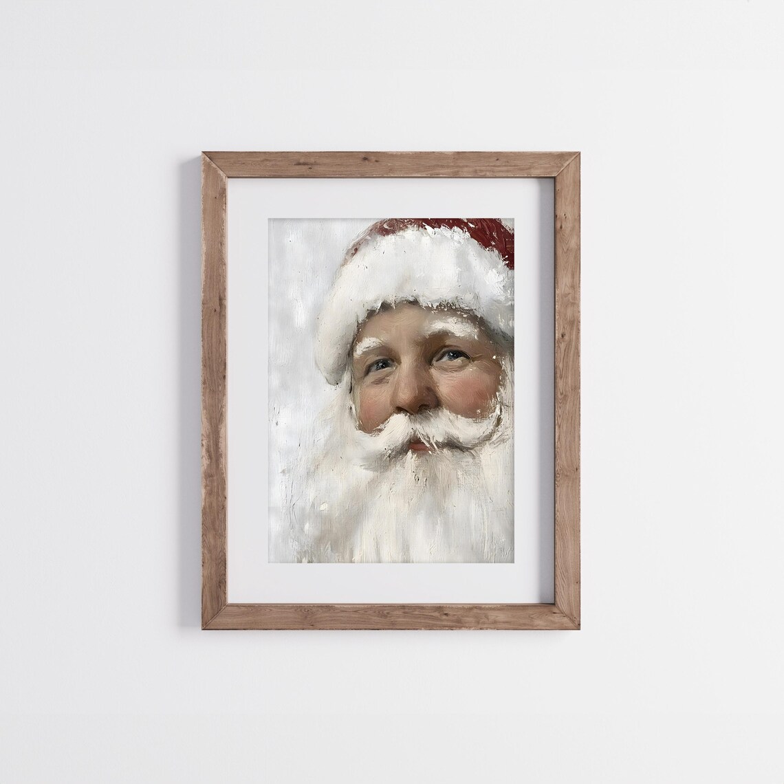 Vintage Santa Claus Portrait Painting, Rustic Holiday - Image 4