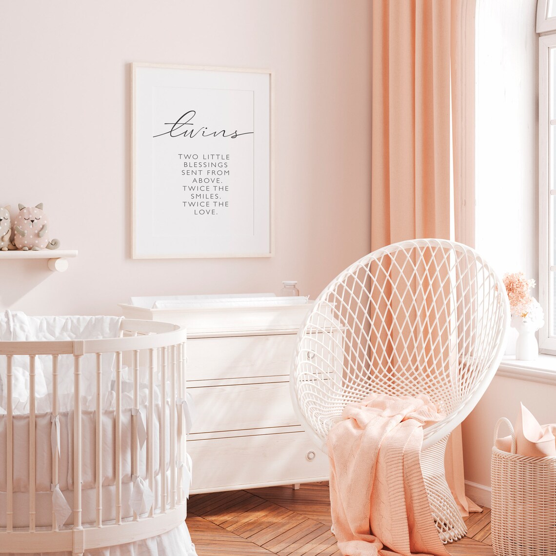 Twin Nursery Decor Art Print, Girls' Room Wall Art - Image 2