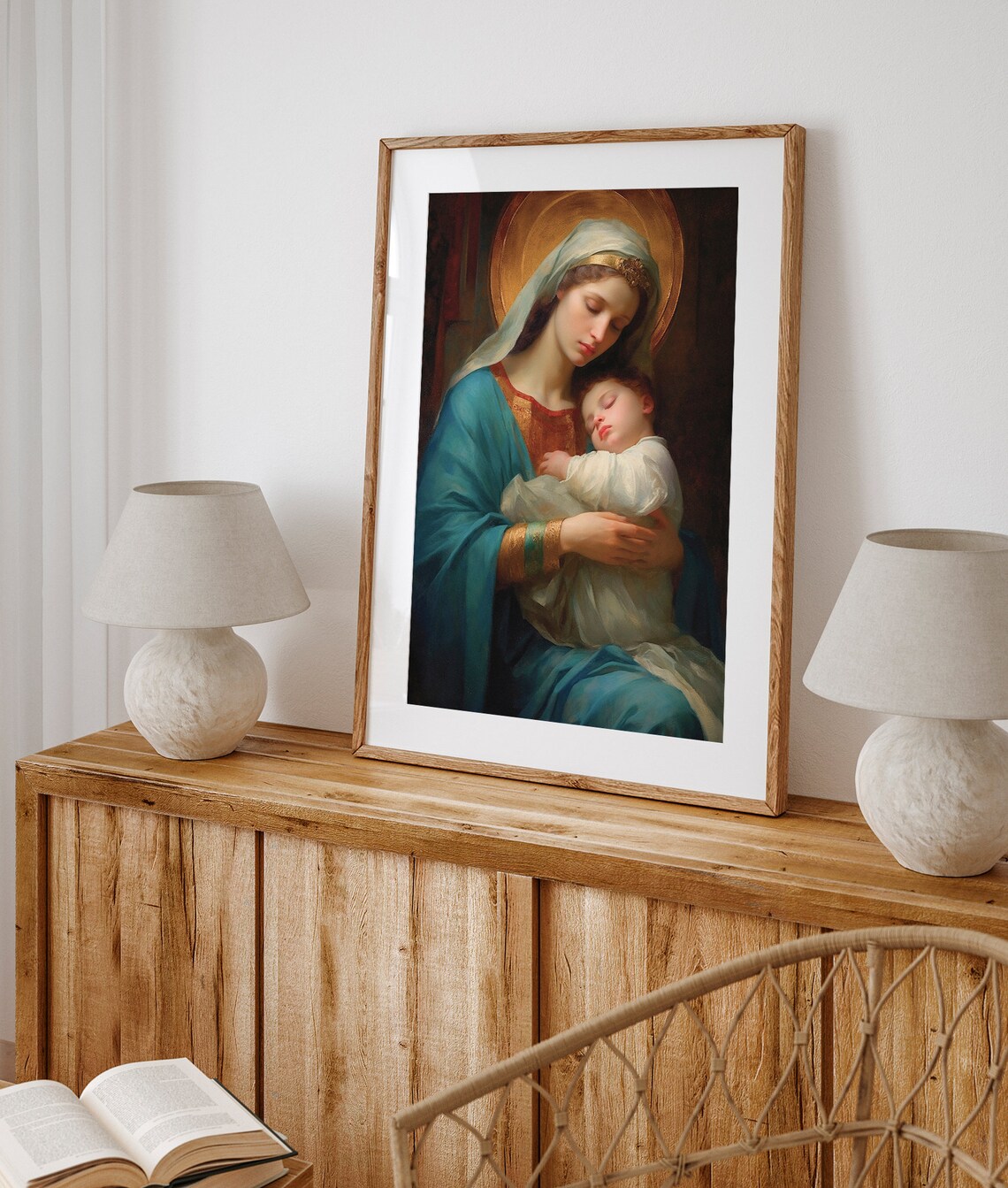 Virgin Mary and Jesus Art Print, Catholic Art - Image 2