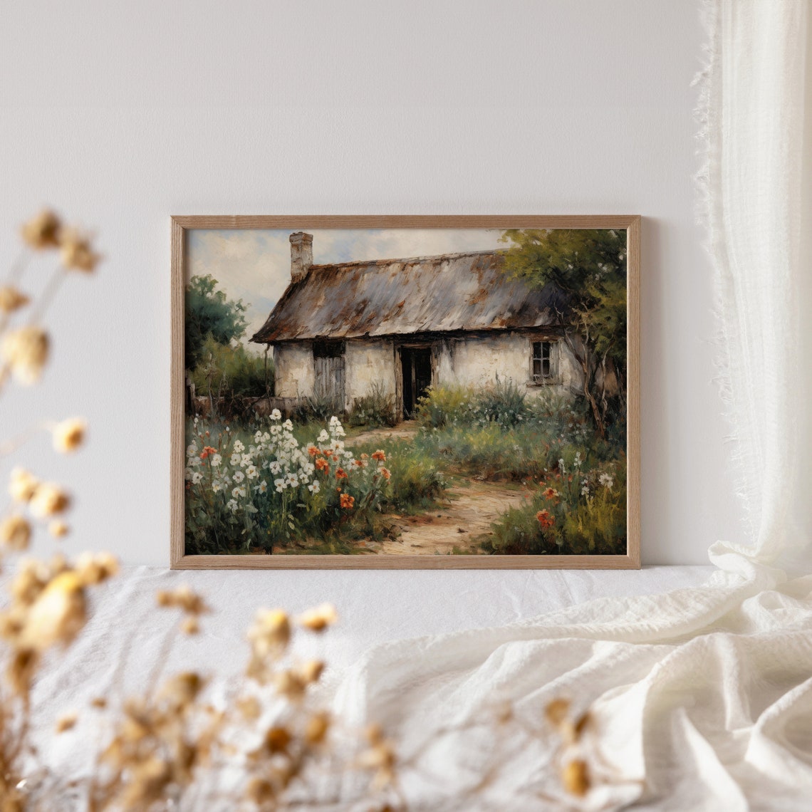 Rustic Charming Cottage Garden With Wildflowers Painting Poster - Image 4