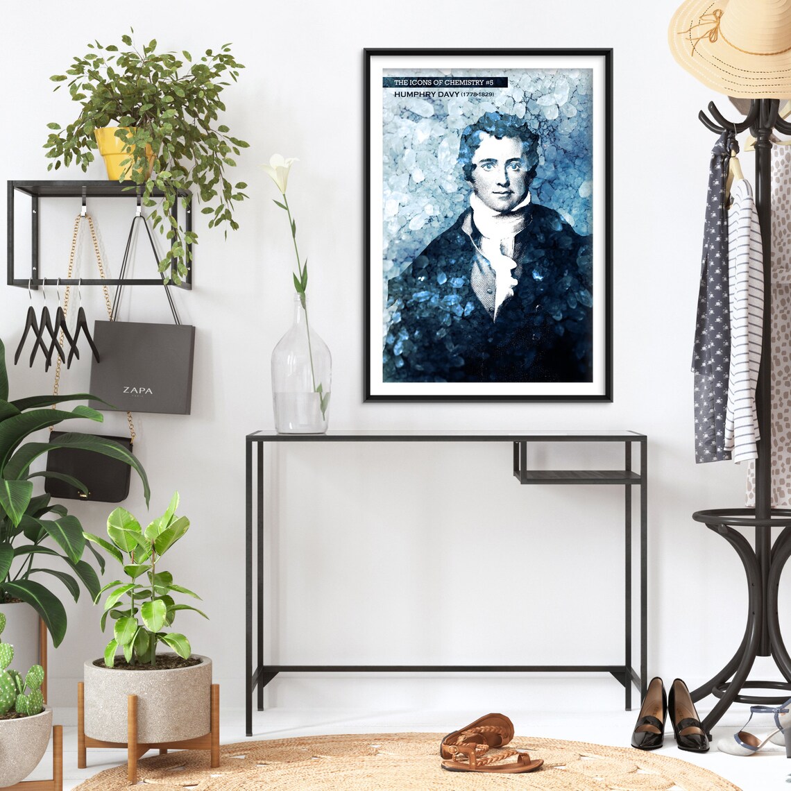 Humphry Davy Icons of Chemistry 5 Science Portrait Poster Blue Crystal - Image 2