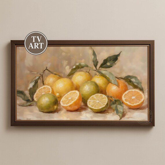 Citrus Still Life Lemons Limes Oranges Vintage Oil Wall Poster