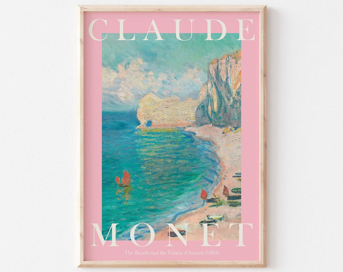 Claude Monet Beach and Falaise dAmont Normandy Coast 1885 Poster