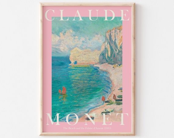 Claude Monet Art Print Modern Vintage Poster Exhibition Wall Art Monet Wall Art Vintage Wall Art The Beach Pastel Pink