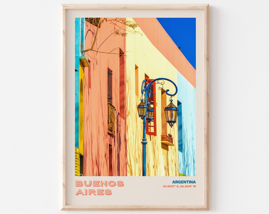Buenos Aires Argentina Colorful Caminito Street Lamp Travel Poster