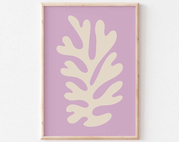 Matisse Inspired Lilac Cut Out Leaf Modern Abstract Art Poster