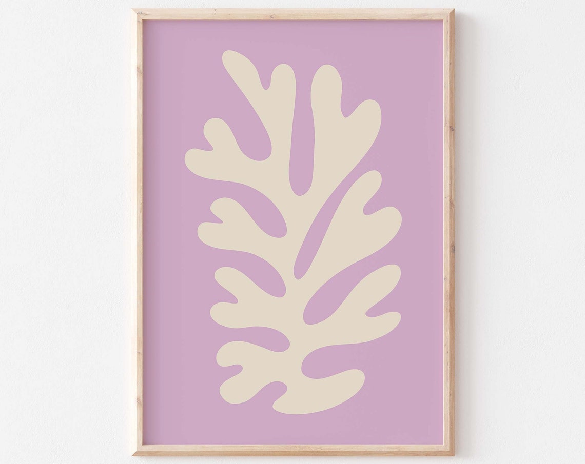 Matisse Inspired Lilac Cut Out Leaf Modern Abstract Art Poster