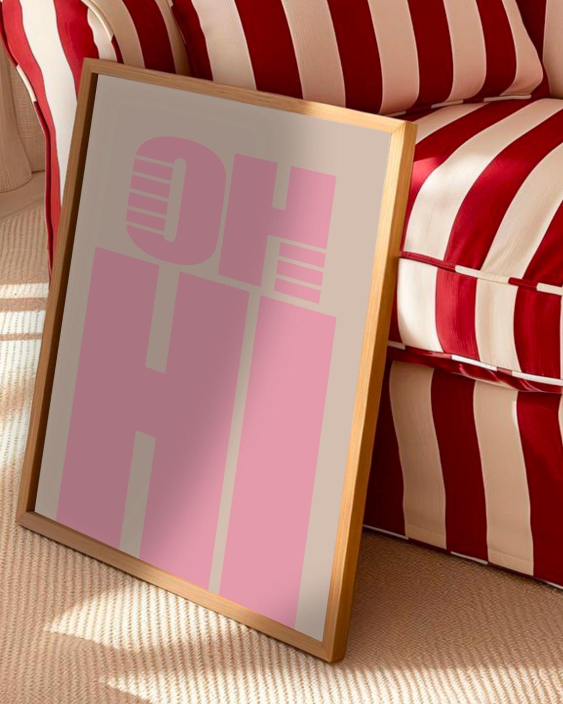 Oh Hi Soft Pink Bold Retro Lettering Typography Poster Decor