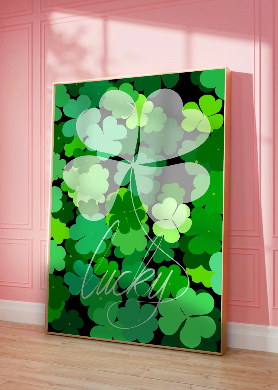 Lucky Green Shamrock St Patricks Day Maximalist Typography Poster