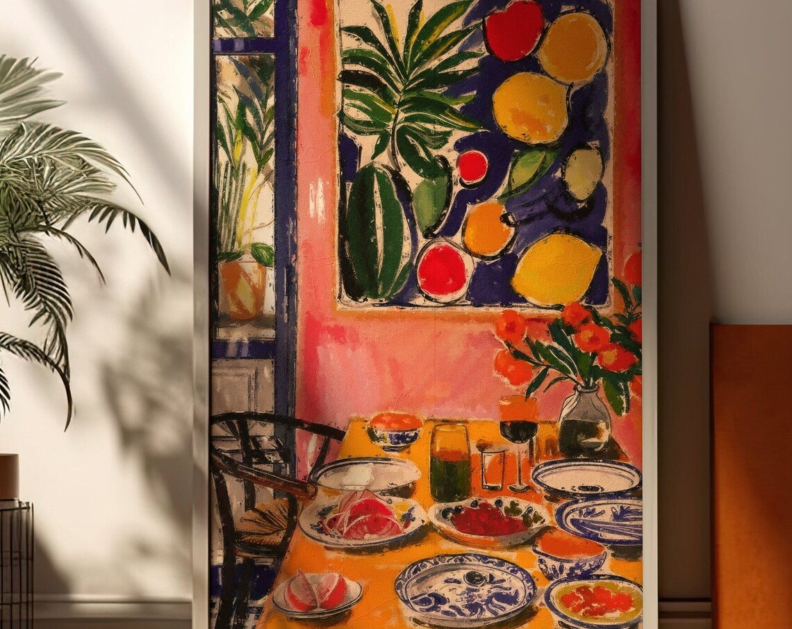 Matisse-Inspired Mediterranean Feast Still Life for the Dining Room Poster