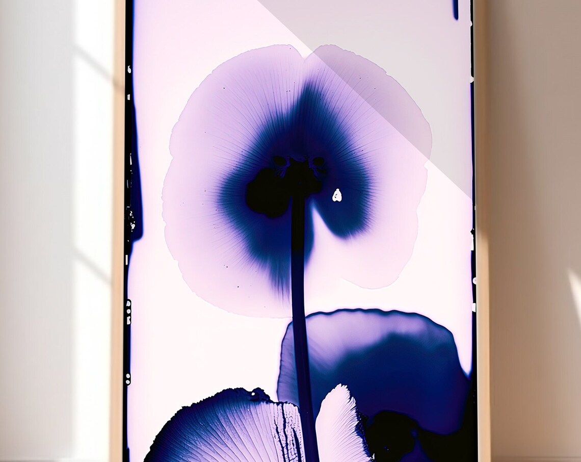 Lavender Purple Abstract Flower Ink Blossom Minimalist Art Print