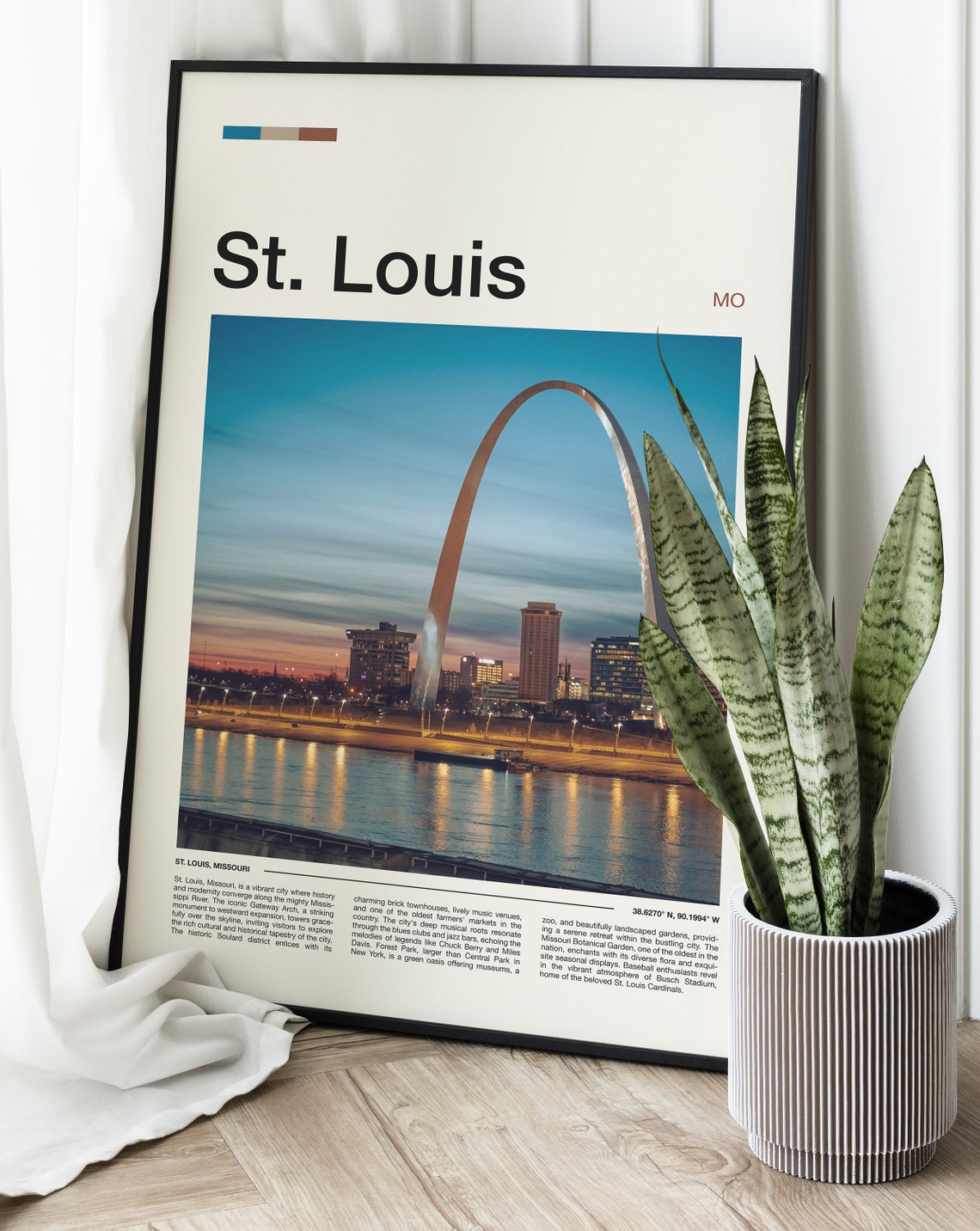 St. Louis Missouri Gateway Arch Dusk River Skyline View Poster - Image 2