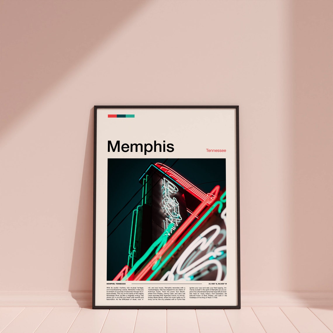 Memphis Tennessee Music City Neon Sign Night Minimalist Photo Poster - Image 4