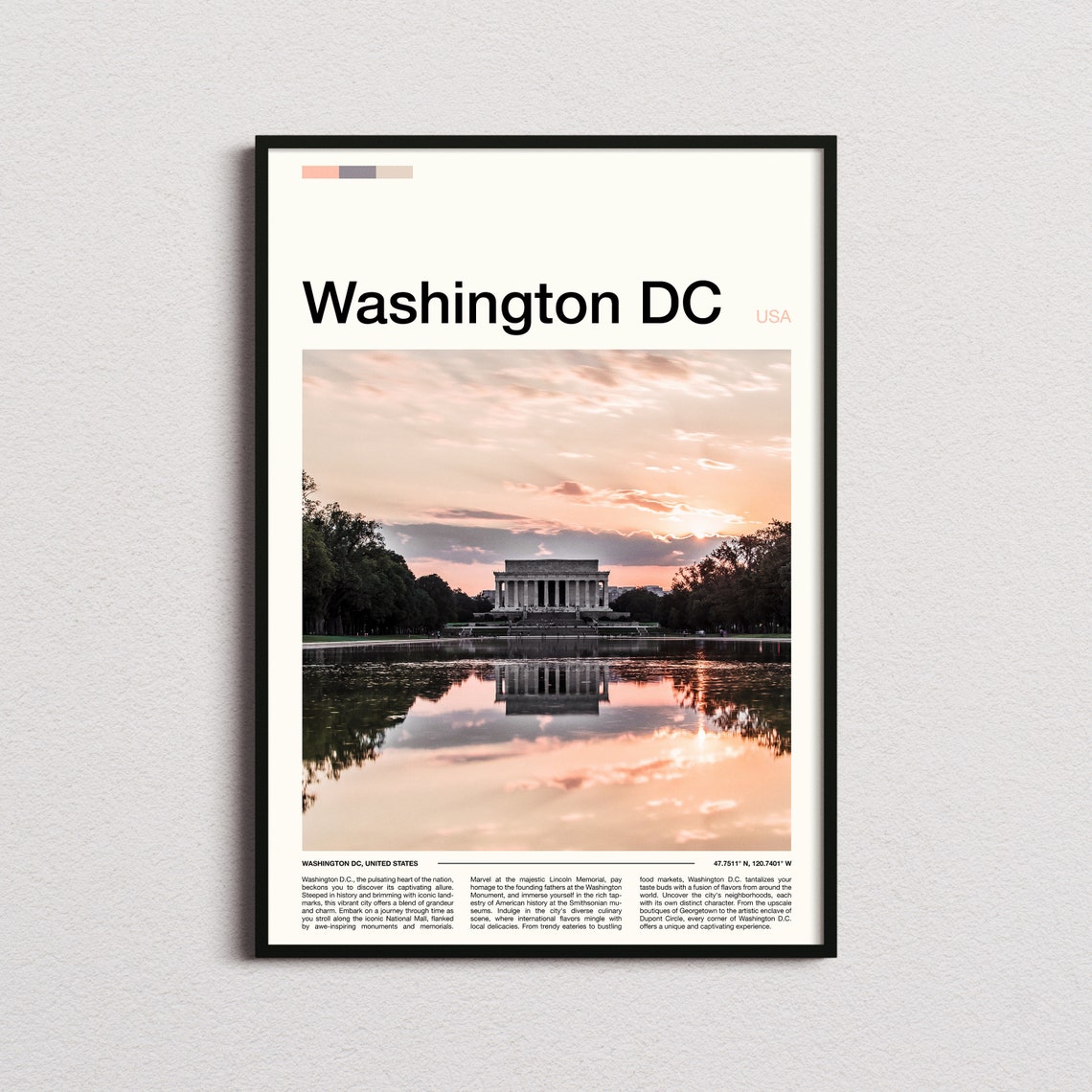 Washington DC Lincoln Memorial Sunset Reflecting Pool Poster
